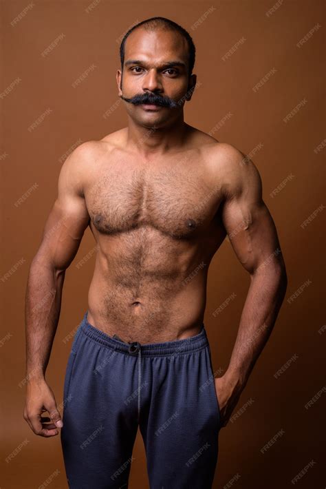 Premium Photo Portrait Of Muscular Indian Man With Mustache Shirtless