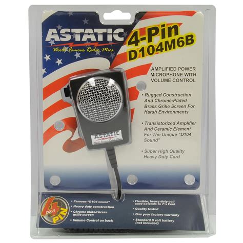 Astatic Black 4 Pin Amplified Ceramic Microphone