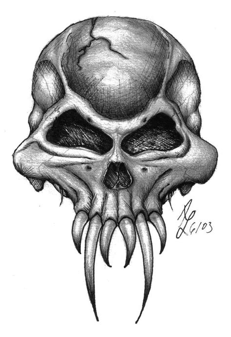 Realistic Demon Skull Drawing