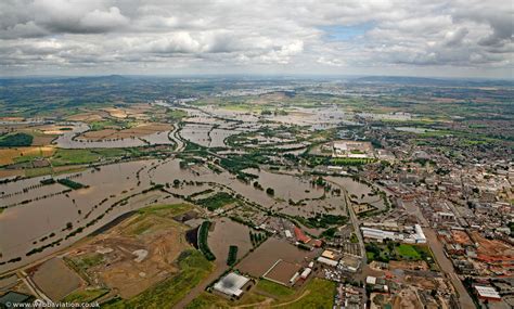 Gloucester During The Great Floods Of 2007 From The Air Aerial