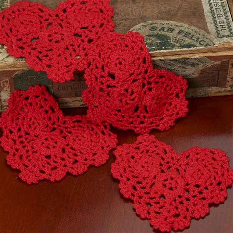 Red Heart Crocheted Doilies - Valentine's Day - Holiday ...
