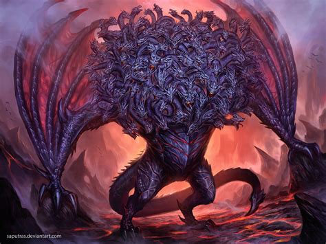 Artstation Ladonthe 100 Headed Dragon Yosi Saputras Creature