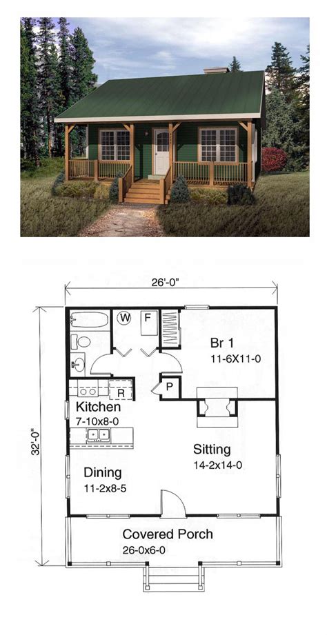 Tiny House Plan 49119 Total Living Area 676 Sq Ft 1 Bedroom And 1