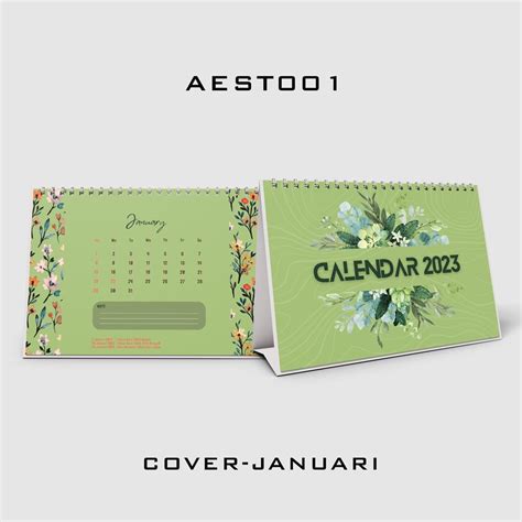 Jual Kalender Meja Tahun 2023 Flower Full Color Aesthetic L Kalender
