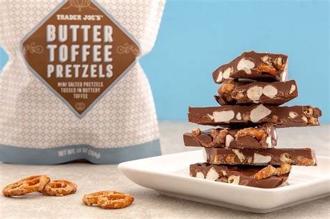trader joe s fall foods you need to try asap pretzel toffee butter toffee pretzel toffee bark