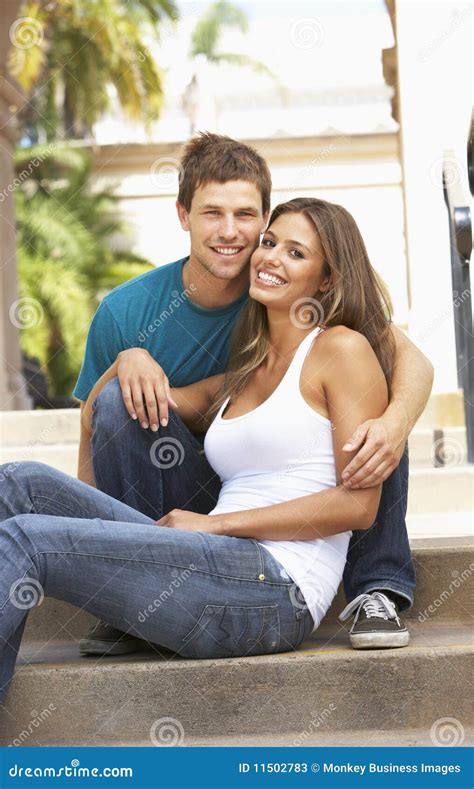 Young Couple Sitting On Steps Of Building Stock Image Image 11502783