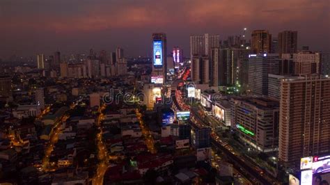Aerial Philippines Manila Mandaluyong City September 2019 Sunset 4k