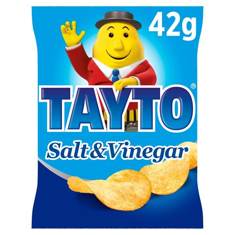 Tayto Salt And Vinegar Flavour Potato Crisps 42g Sharing Crisps