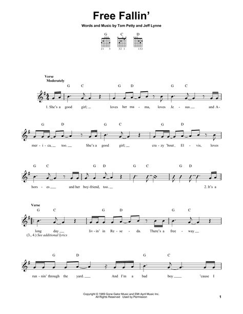 Tom Petty Free Fallin Sheet Music Pdf Notes Chords Rock Score