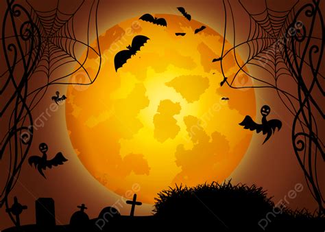 Background Halloween Malam Bulan Kengerian Bayangan Kuburan Perbatasan