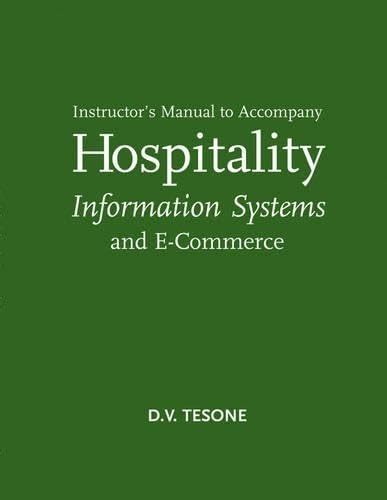 Instructor S Manual To Accompany Hospitality Information Systems By Dana V Tesone Goodreads
