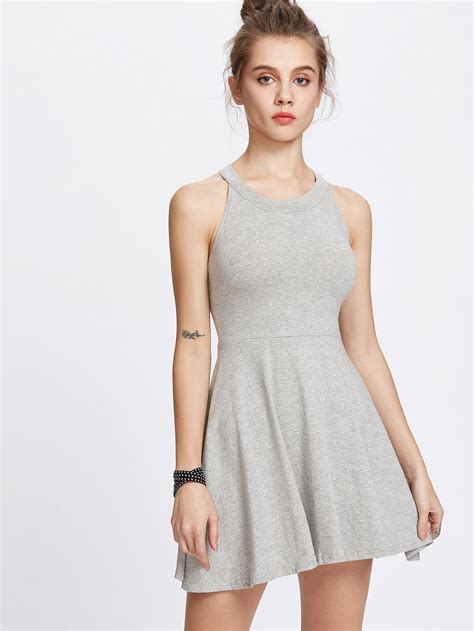 fit and flare dress shein sheinside