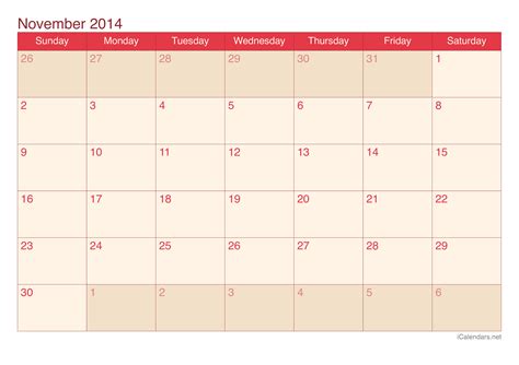 November 2014 Printable Calendar