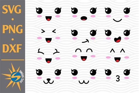 Kawaii Face Svg Png Dxf Digital Files Include