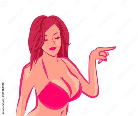 Topless Nude Girl With Large Breast Vector Sticker Emblem For Breast Augmentation And Plastic