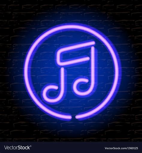 Neon Music Note On Brick Wall Royalty Free Vector Image