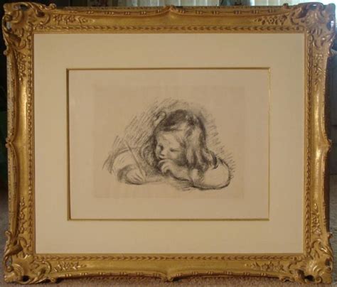 Renoir Original Lithograph Little Boy With Quill Pen