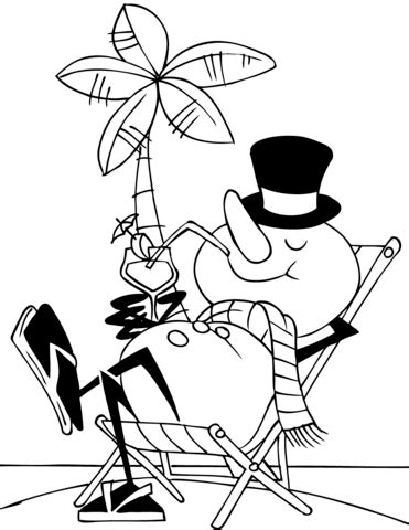 Create unusual characters, explore the beautiful game world. Cartoon Snowman on a Beach coloring page | Free Printable ...