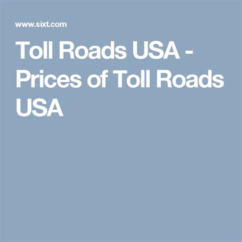 Toll Roads Usa Prices Of Toll Roads Usa Toll Road Cross Country