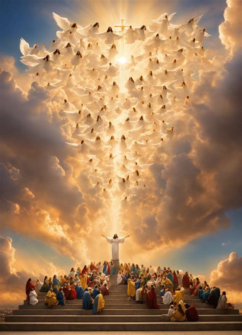 Lexica Jesus Coming On The Clouds With 100 Angels