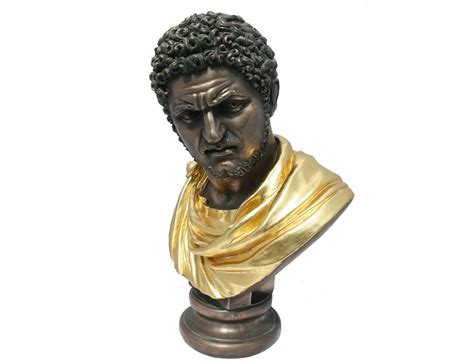busto de emperador romano caracalla en acabado bronce y dorado