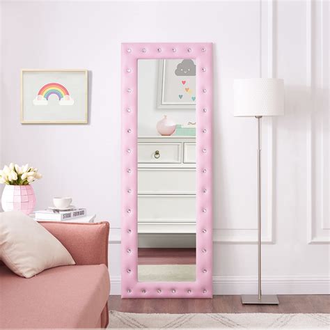 crystal tufted full length mirror large floor mirror standing or wall mounted dressing full