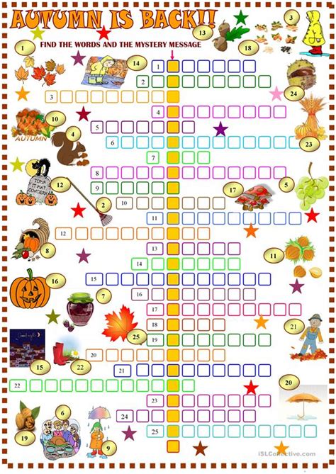 These printable crossword puzzles are available in printable kind on the internet and can be printed out in the home. Autumn : crossword puzzle with key - English ESL ...