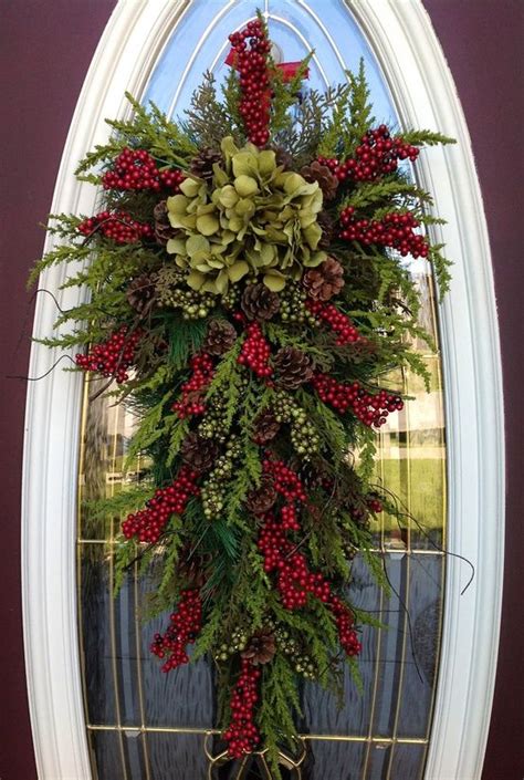 Christmas Wreath Winter Wreath Holiday Vertical Teardrop Swag Christmas
