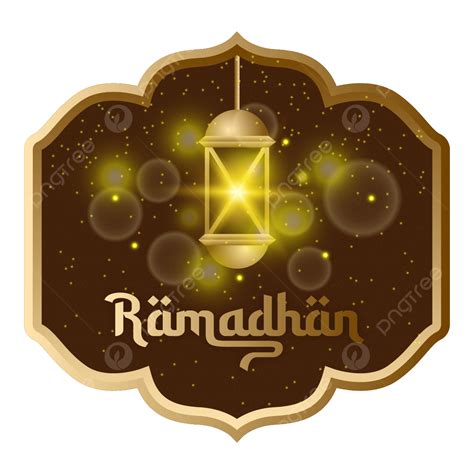 Gambar Ramadan Kareem Label Dengan Lentera Dan Bingkai Png Vektor