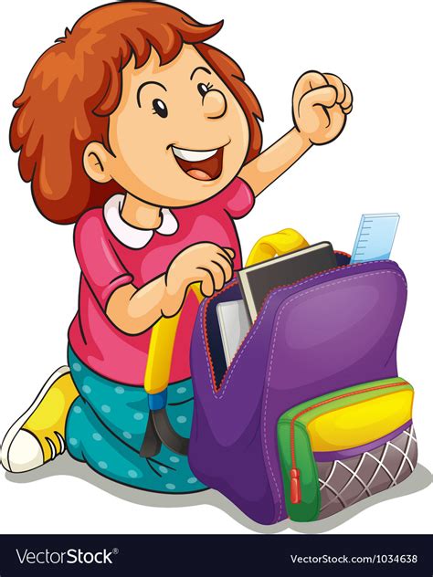 A Girl With School Bag Royalty Free Vector Image
