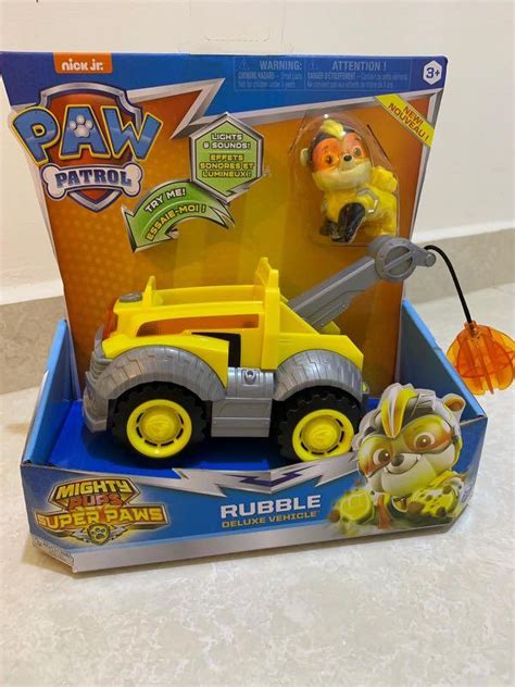 Spielzeug Paw Patrol Mighty Pups Super Paws Rubble Vehicle And Figure