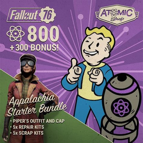 Fallout 76 800 300 Bonus Atoms Appalachia Starter Bundle 2020