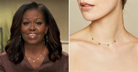 Michelle Obamas Bychari Vote Necklace During Dnc Speech Popsugar Fashion