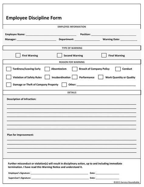 Disciplinary Action Form Printable Printable Templates