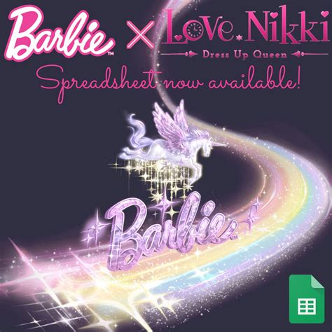 The Spreadsheet For Barbies Return Is Love Nikki Sheets Facebook