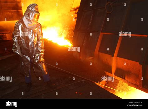 Eisenhuettenstadt Germany Steel Workers At The Blast Furnace Of