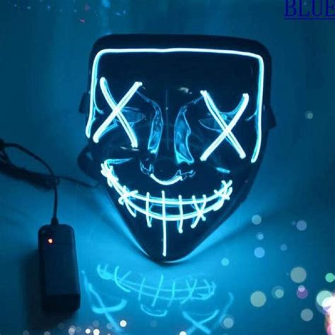 Light Up Purge Mask Halloween Purge Mask Led For Adults And Kids Blue