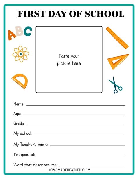 Free First Day Of School Printables Homemade Heather
