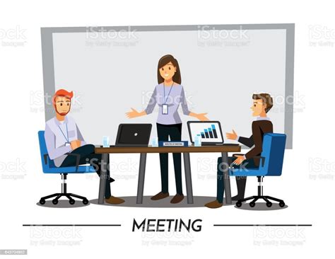 Business People Having Board Meetingvector Illustration Cartoon