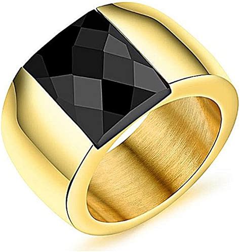 Tengyi Mens Rings Titanium Steel Black Crystal Ring White Sizes 621