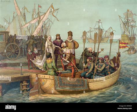 El Primer Viaje Cristóbal Colón La Despedida A La Reina Isabel De