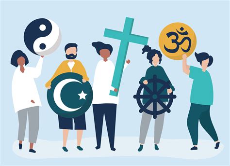 People Holding Diverse Religious Symbols Illustration Download Free