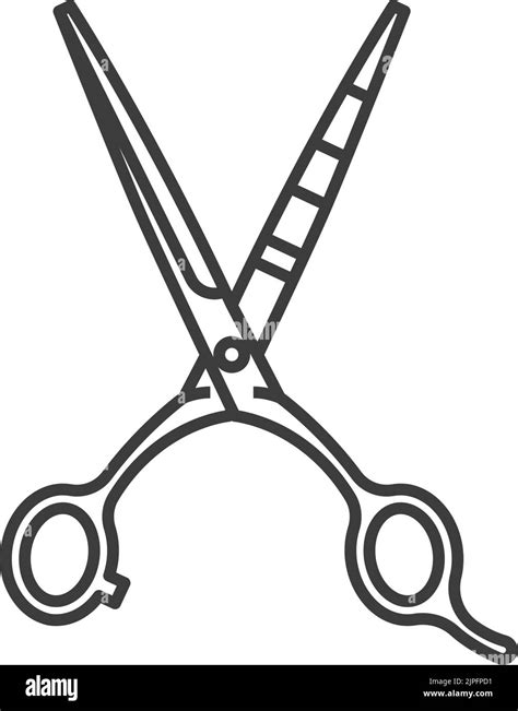 Retro Hair Cutting Scissors Isolated Line Art Icon Vector Outline Hair