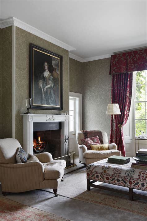 Relaxed Traditional Antique Fireside Drawing Room In Georgian Home
