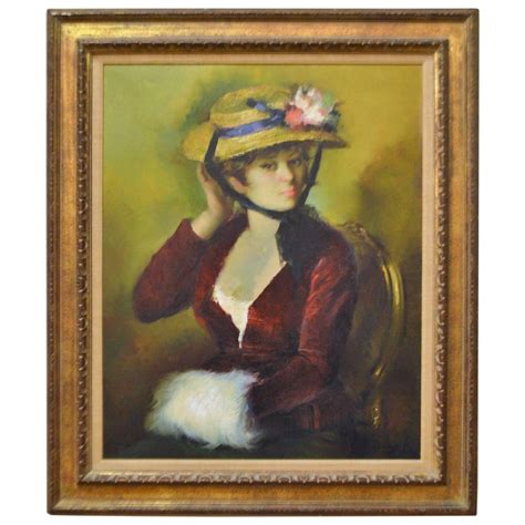 20th Century Framed Oil Painting Colorful Portrait Of A
