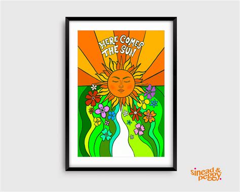 The Beatles Here Comes The Sun Art Print Retro Wall Art Etsy