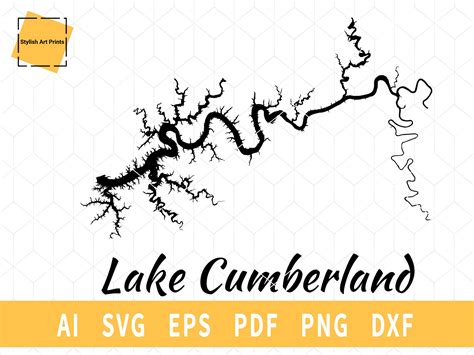 Lake Cumberland Map Svg Kentucky Map Vector File Instant Etsy