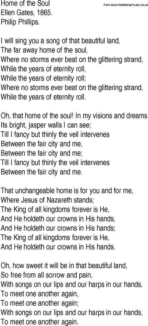 Hymn And Gospel Song Lyrics For Home Of The Soul By Ellen Gates Hot Sex Picture