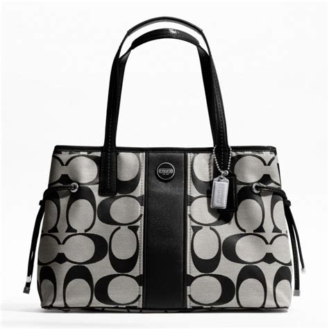 Coach Signature Stripe Carryall Purse Black And White Bought This One