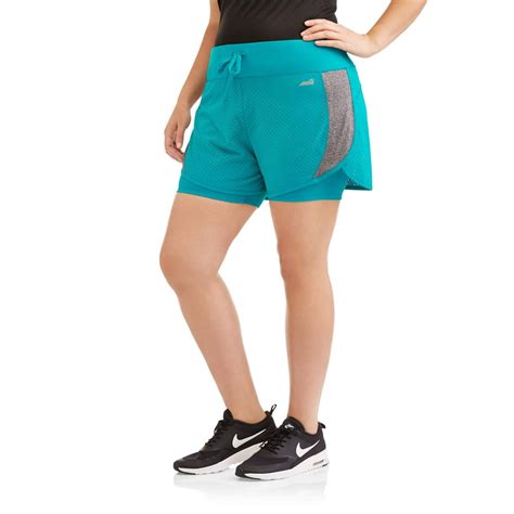 Avia Womens Plus Size Active Perforated Fly Away Running Short With Built In Compression